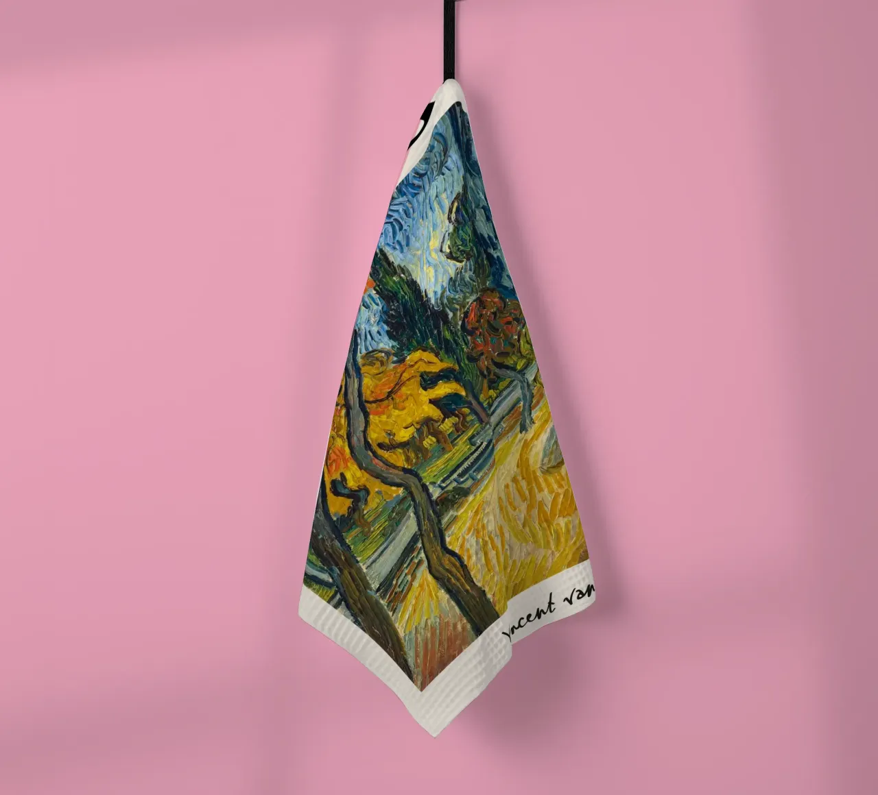 Van Gogh "Trees in the Garden" - Dynamic Post-Impressionist tea towel by NorwesClub