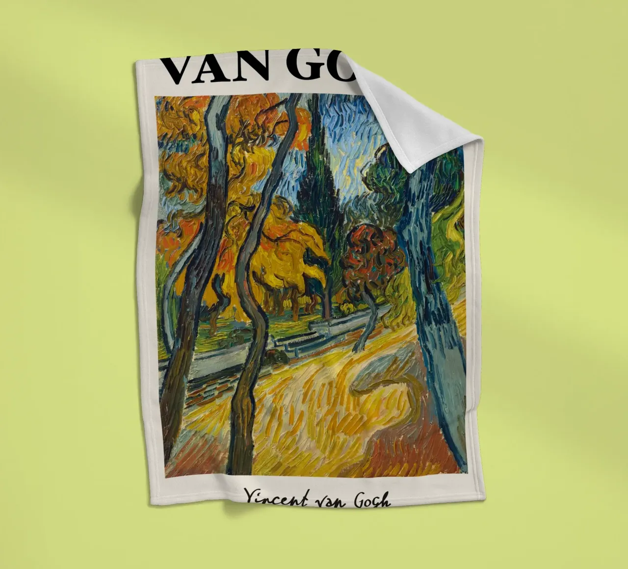 Van Gogh "Trees in the Garden" - Dynamic Post-Impressionist fleece blanket by NorwesClub