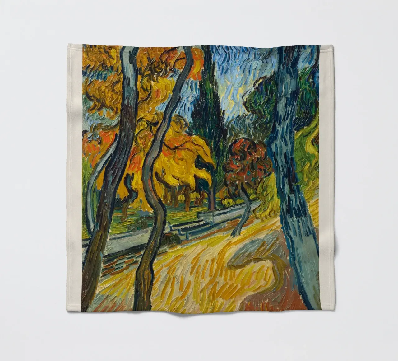Van Gogh "Trees in the Garden" - Dynamic Post-Impressionist fleece blanket by NorwesClub