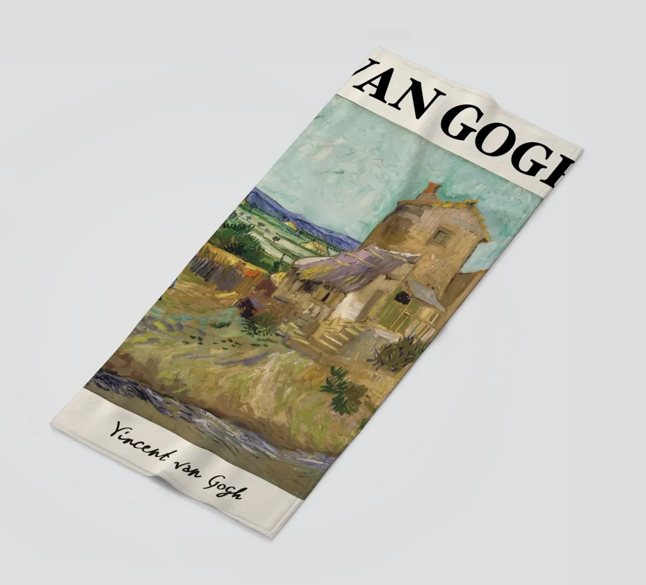 Van Gogh's "The Old Mill" - Rustic Post-Impressionist Landsc beach towel by NorwesClub