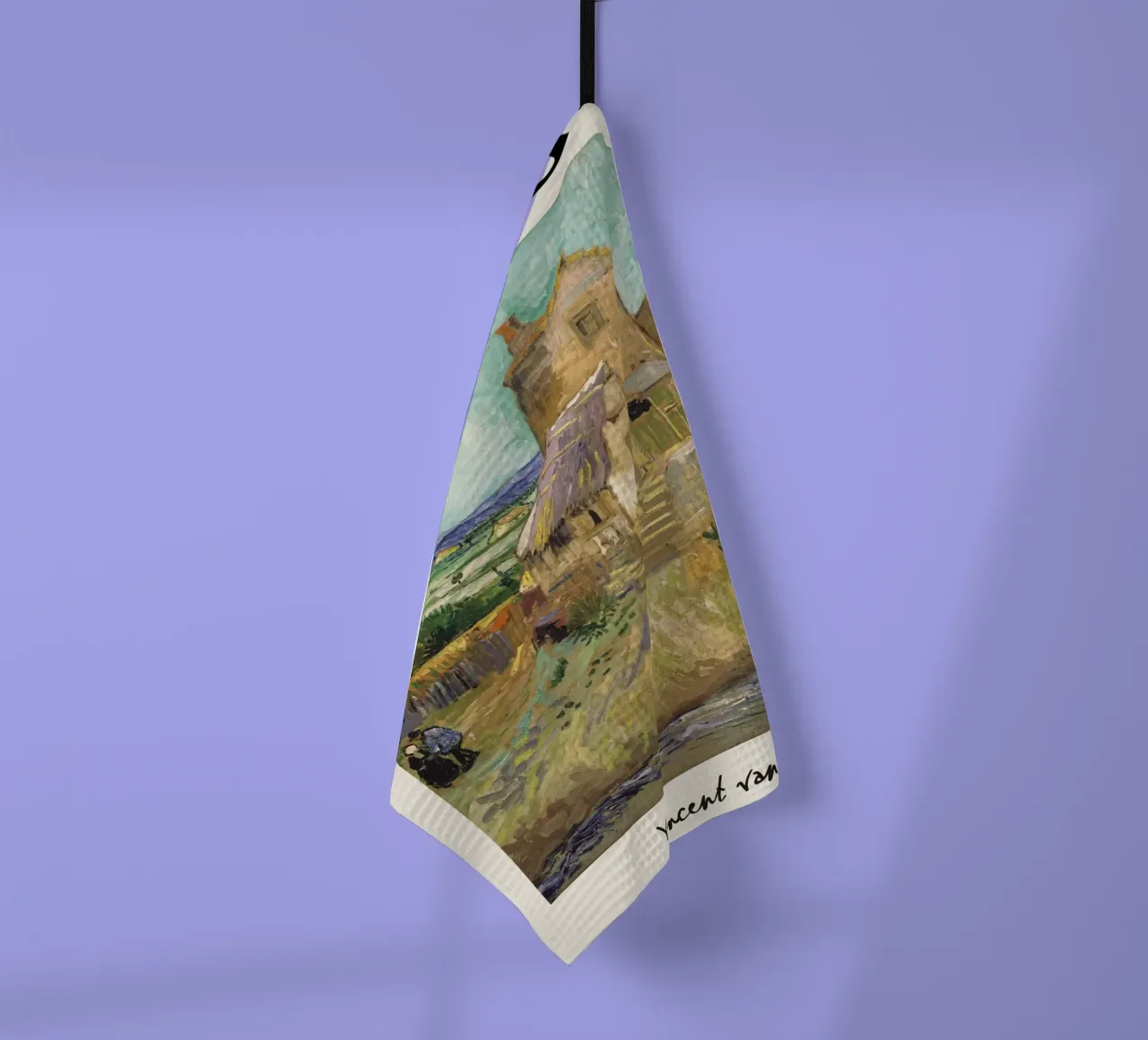 Van Gogh's "The Old Mill" - Rustic Post-Impressionist Landsc tea towel by NorwesClub