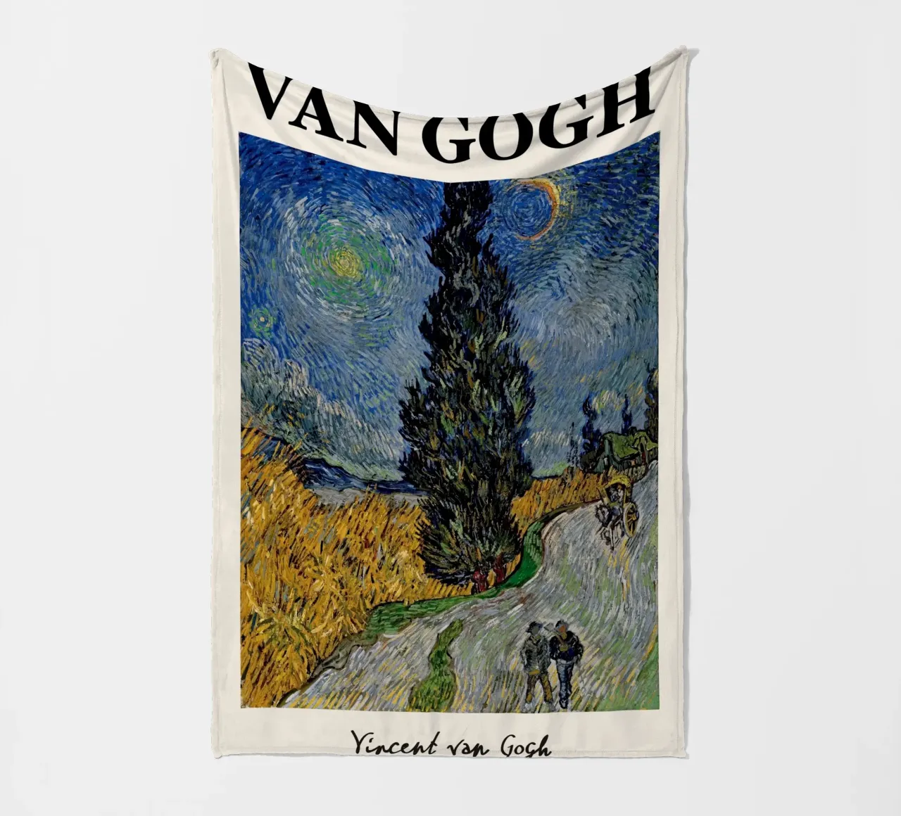 La "Strada con cipresso e stella" di Van Gogh - Post-impressionista coperta in pile da NorwesClub