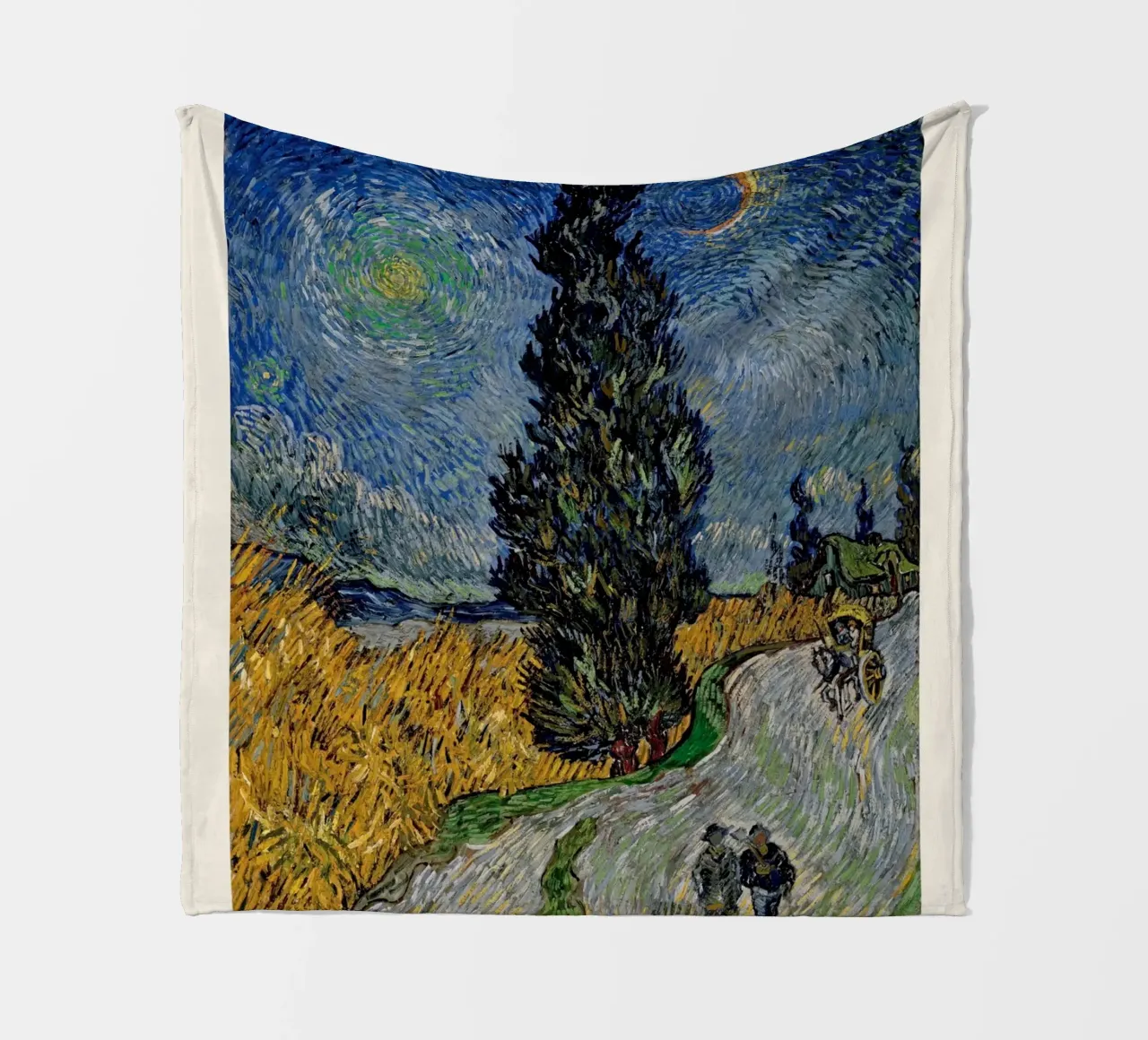 La "Strada con cipresso e stella" di Van Gogh - Post-impressionista coperta in pile da NorwesClub