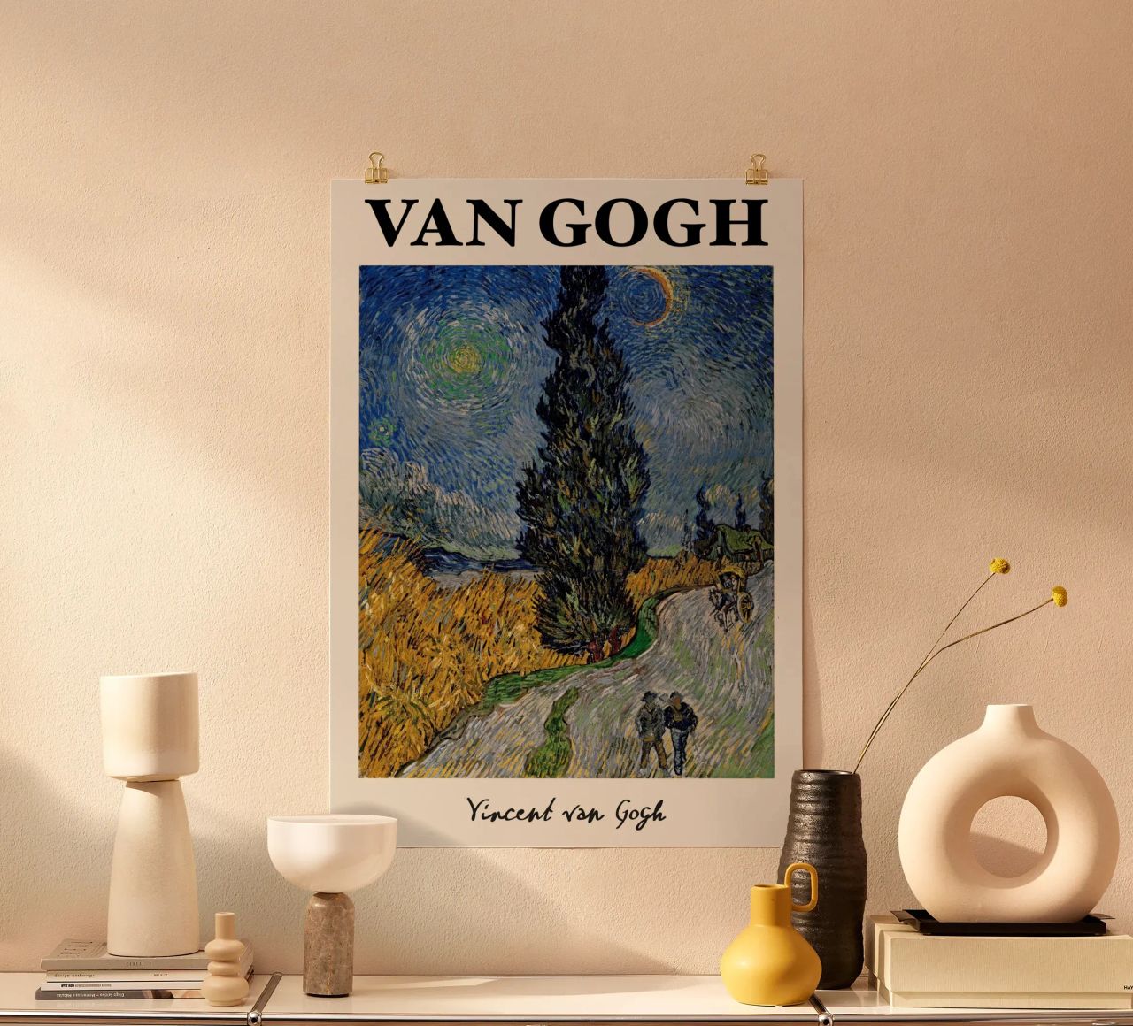 Van Goghs "Straße mit Zypresse und Stern" - Post-Impressionist Poster von NorwesClub