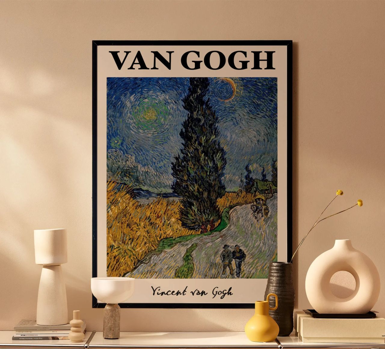 Van Goghs "Straße mit Zypresse und Stern" - Post-Impressionist Poster von NorwesClub