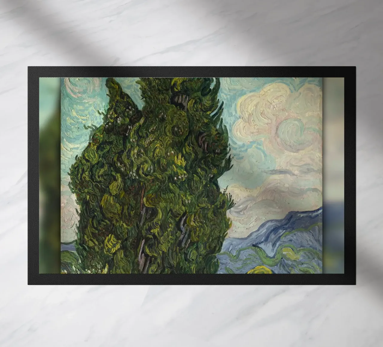 Van Gogh "Cypresses" - Dynamic Post-Impressionist Landscape doormat by NorwesClub