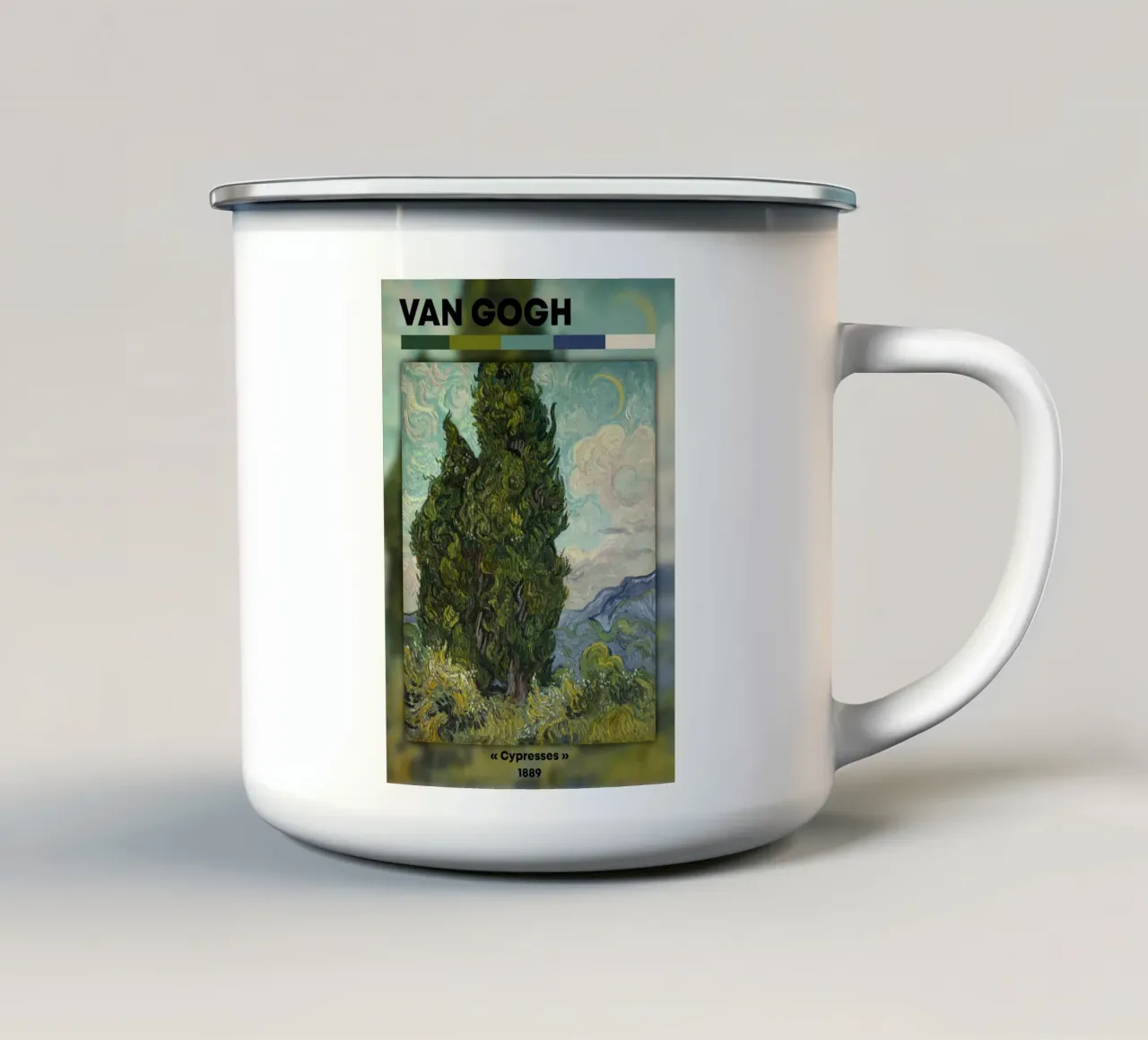 Van Gogh "Cypressen" - Dynamisch post-impressionistisch landschap emaille mok van NorwesClub