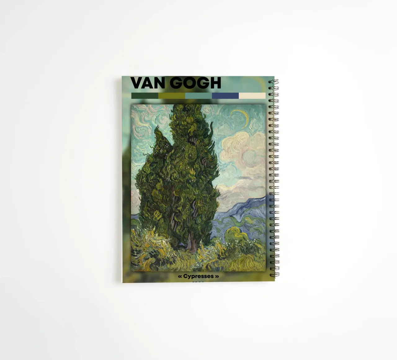 Van Gogh "Cypresses" - Dynamic Post-Impressionist Landscape spiral notebook by NorwesClub