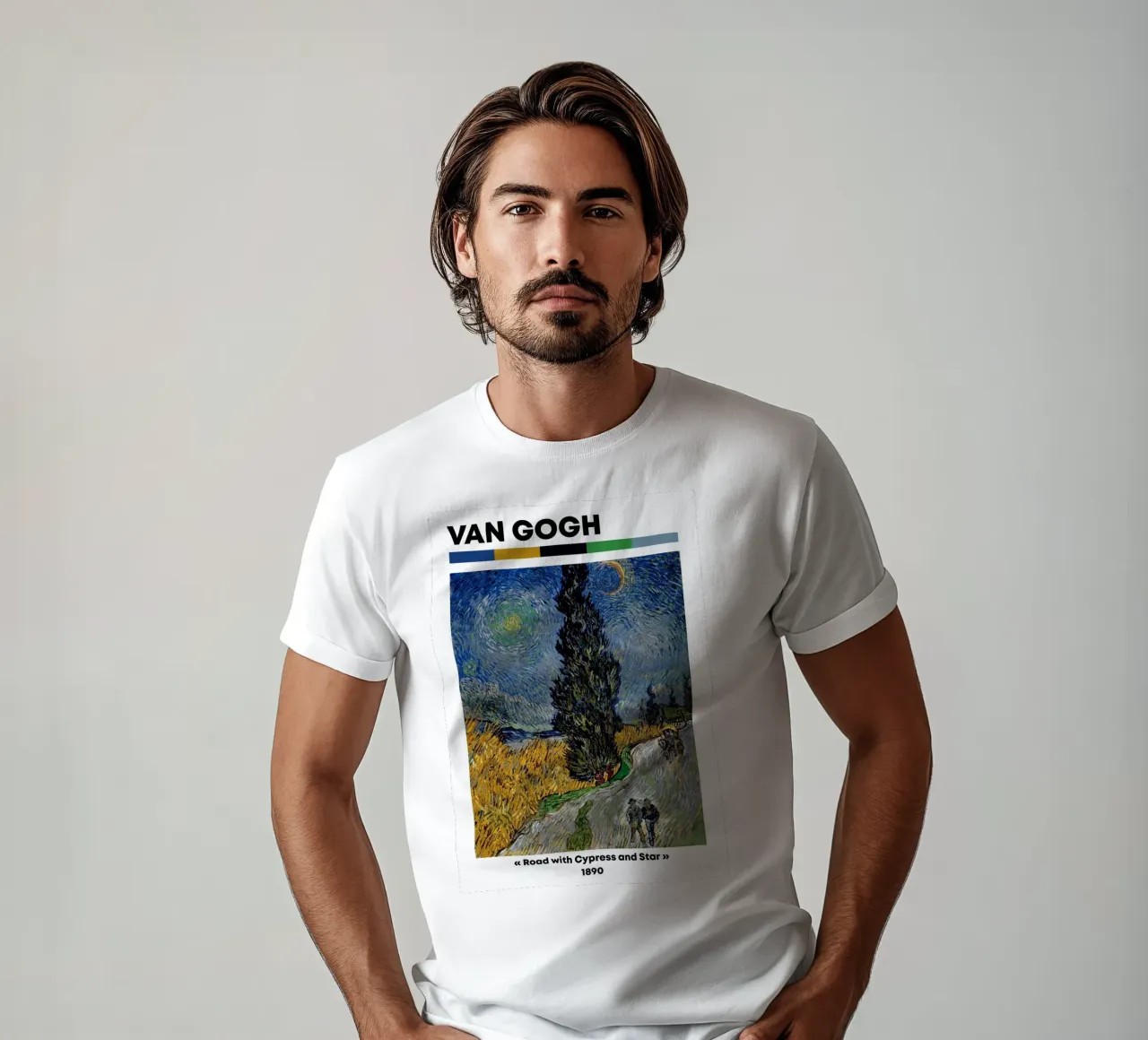 Van Gogh "Strada con cipresso e stella" - Post-Impressione iconica t-shirt da NorwesClub