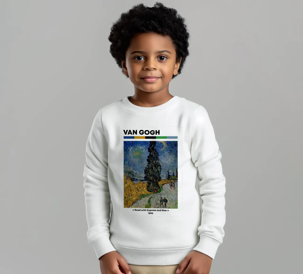 Van Gogh "Strada con cipresso e stella" - Post-Impressione iconica felpa bambino da NorwesClub