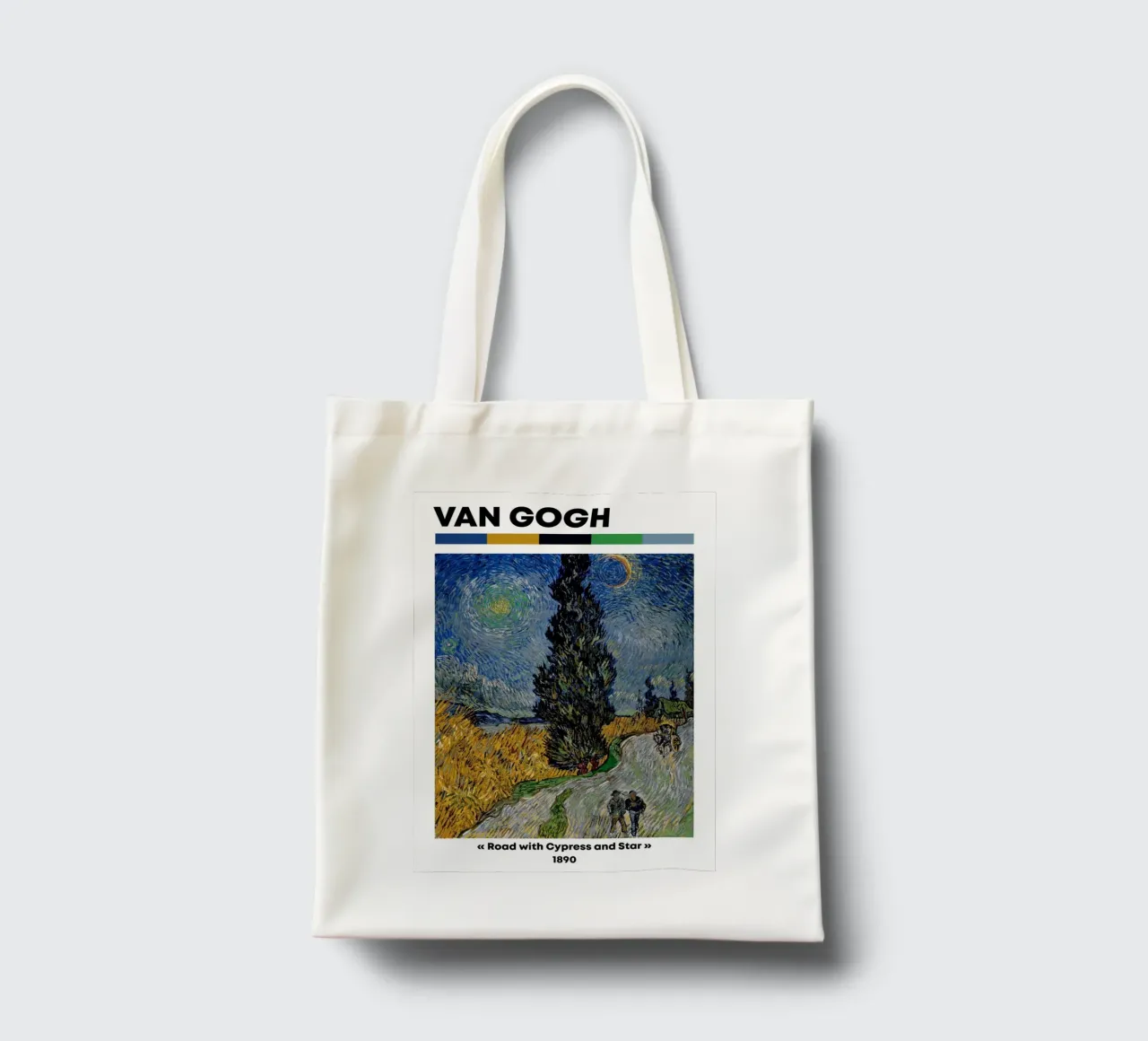 Van Gogh "Strada con cipresso e stella" - Post-Impressione iconica borsa in juta da NorwesClub