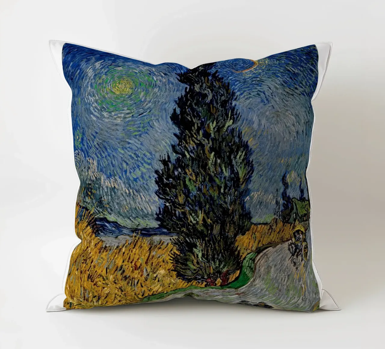Van Gogh "Strada con cipresso e stella" - Post-Impressione iconica cuscino da NorwesClub
