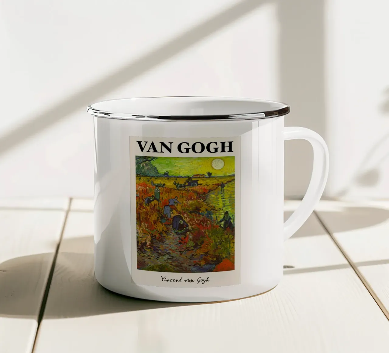 "La vigna rossa" di Van Gogh - Un vibrante post-impressionismo A tazza in smalto da NorwesClub