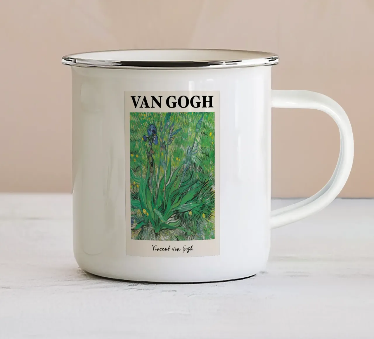 Gli "Iris" di Van Gogh - Espressivo floreale post-impressionista A tazza in smalto da NorwesClub
