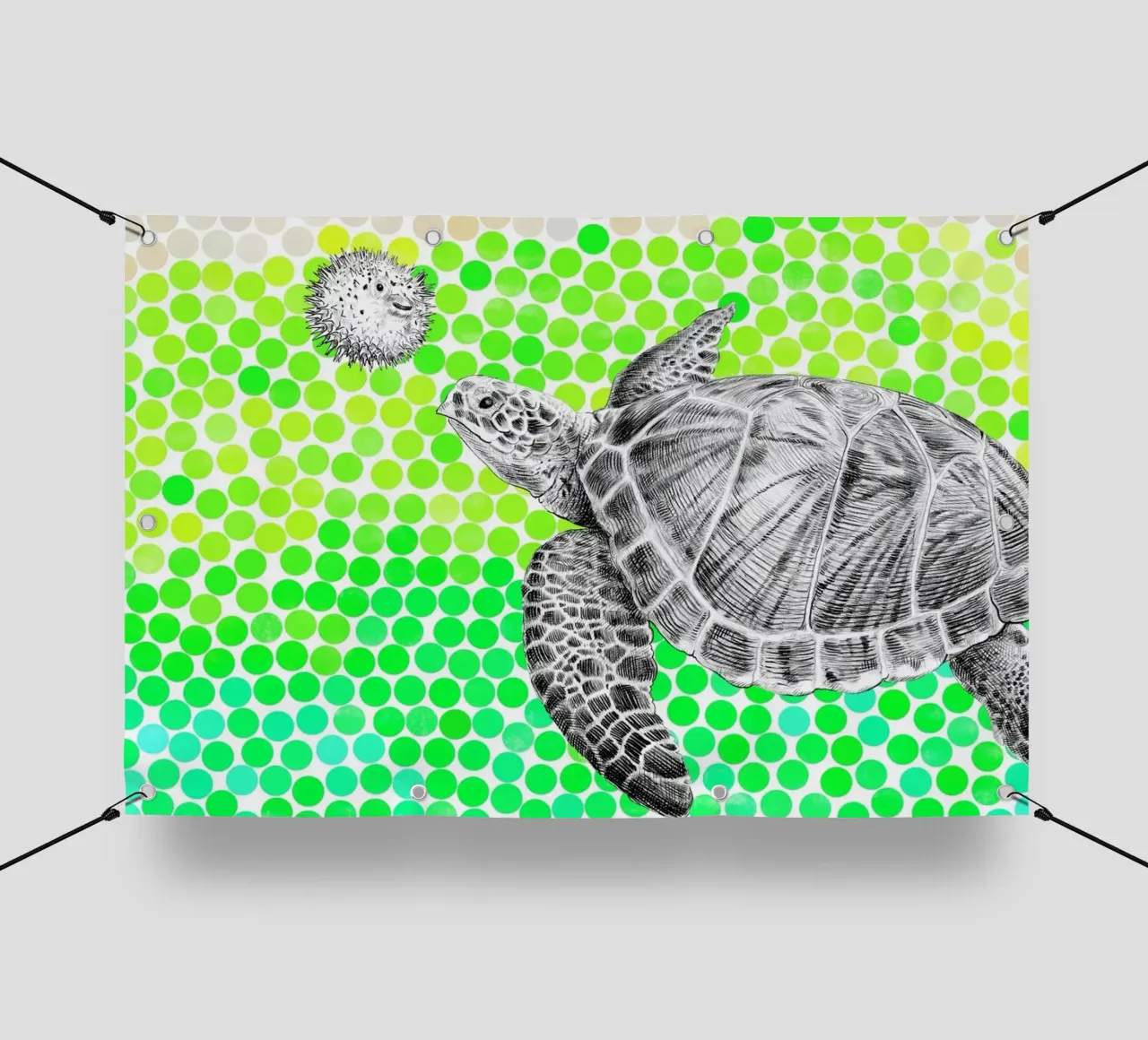 Turtle and Pufferfish telo in pvc da Eric Fan