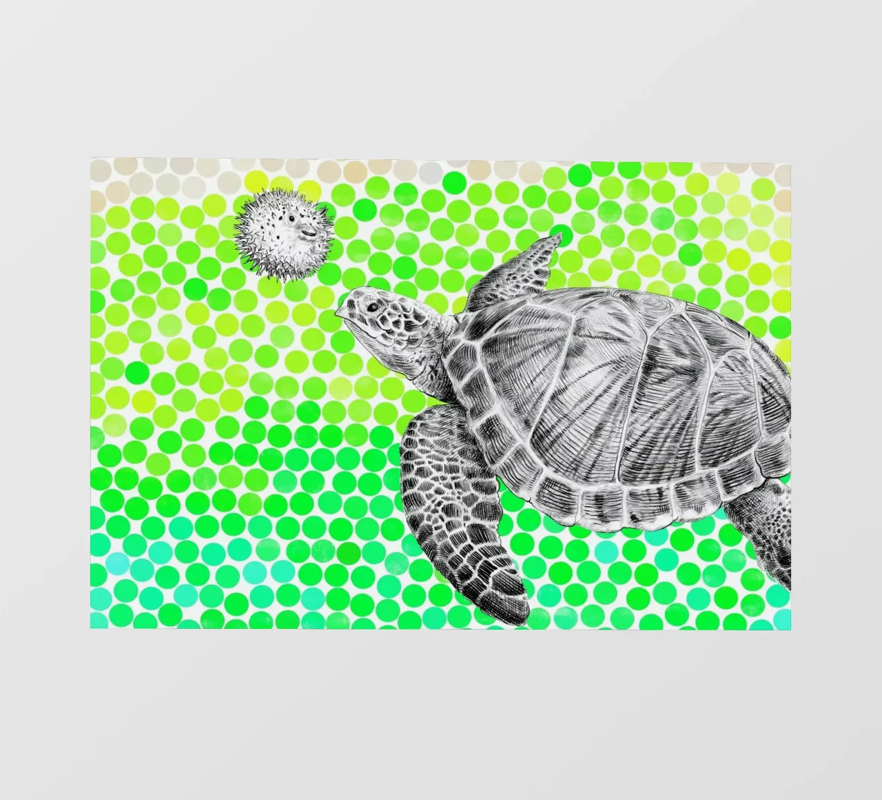 Turtle and Pufferfish telo in pvc da Eric Fan