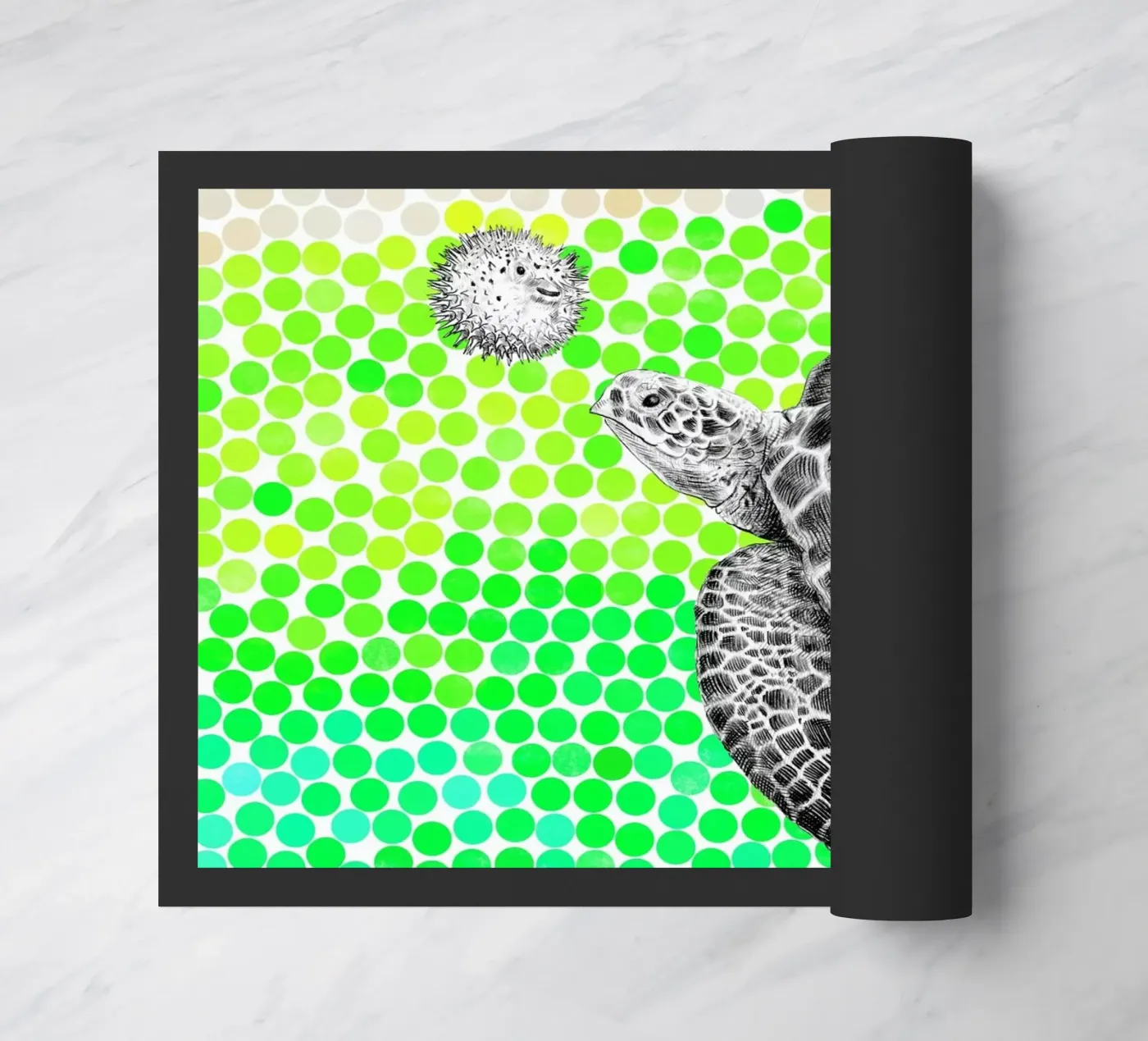 Turtle and Pufferfish Fußmatte von Eric Fan