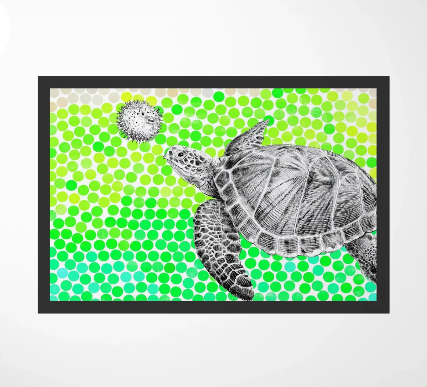 Turtle and Pufferfish doormat by Eric Fan