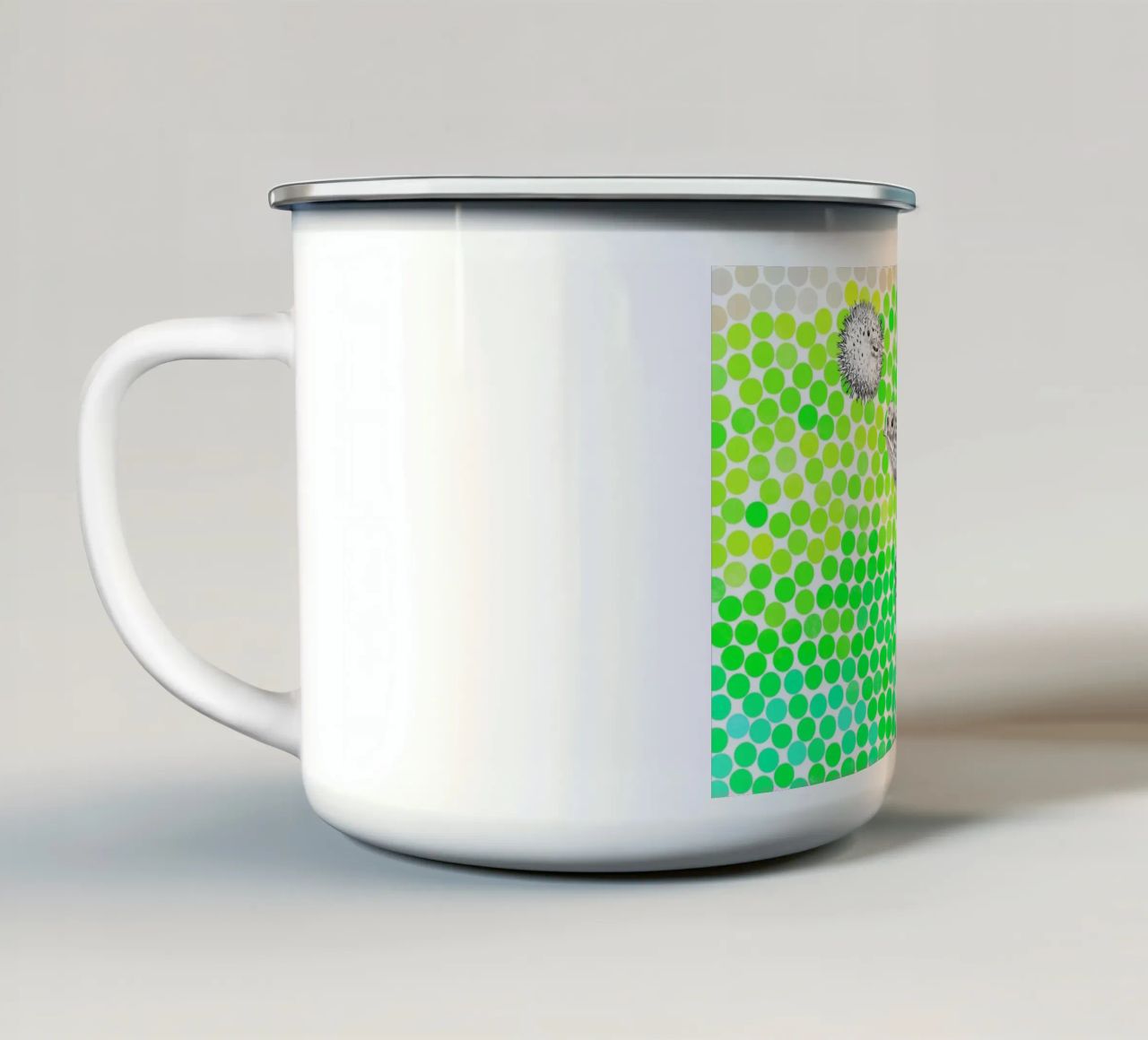 Turtle and Pufferfish tazza in smalto da Eric Fan