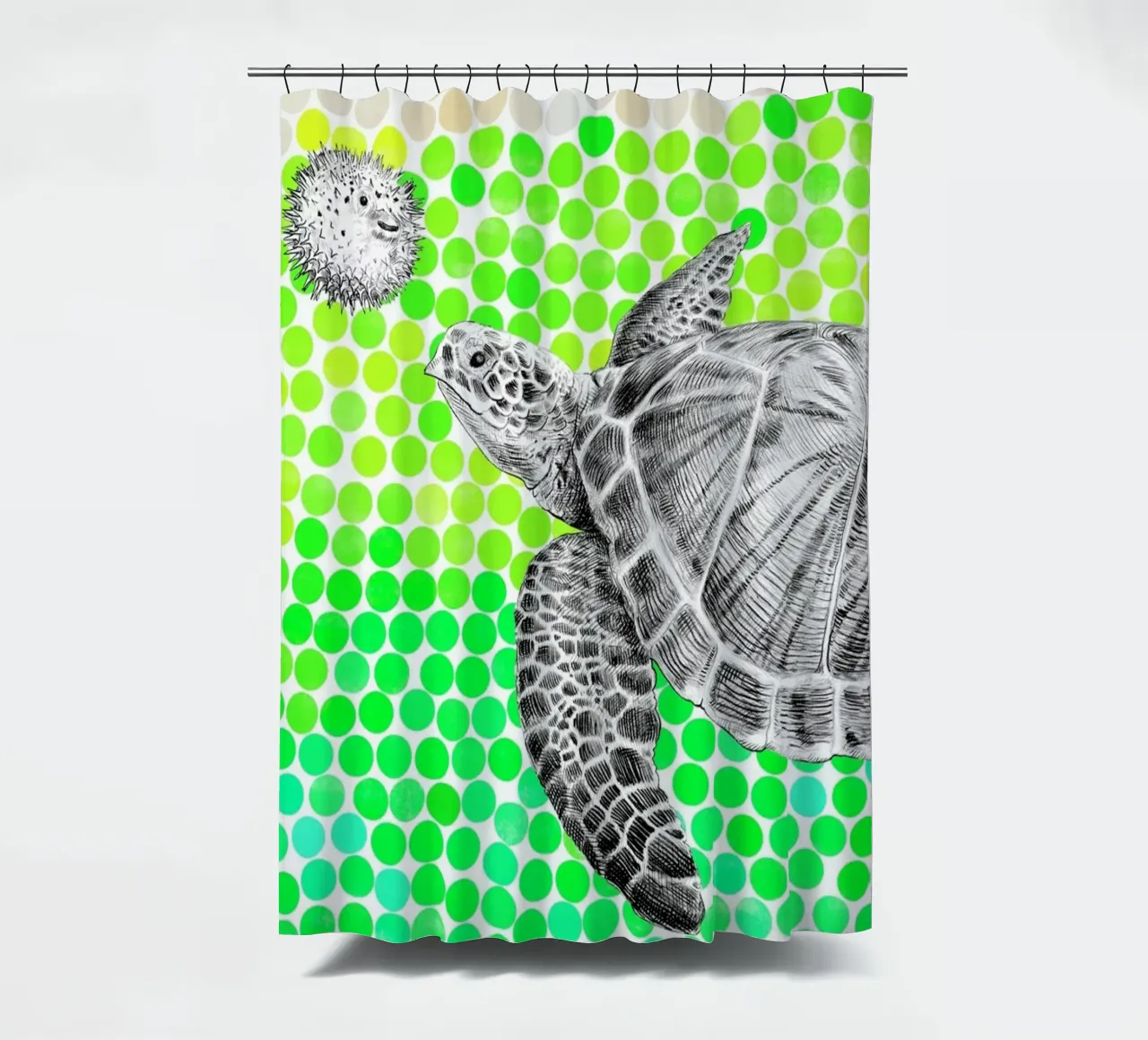 Turtle and Pufferfish tenda da doccia da Eric Fan
