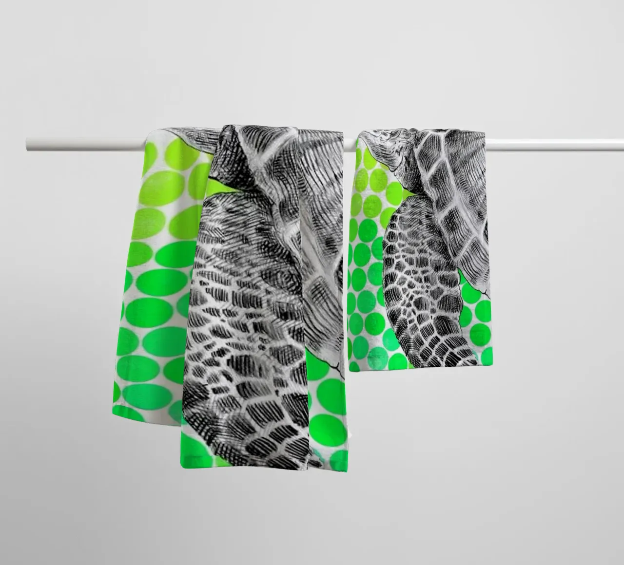 Turtle and Pufferfish towel by Eric Fan