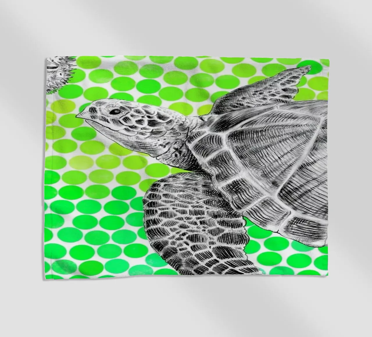 Turtle and Pufferfish beach towel by Eric Fan