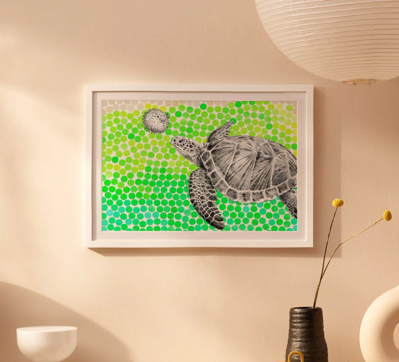Turtle and Pufferfish carta hahnemühle da Eric Fan