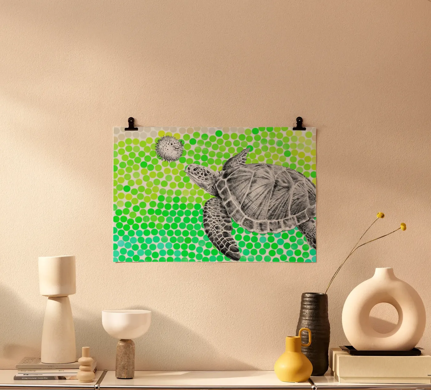 Turtle and Pufferfish poster de Eric Fan