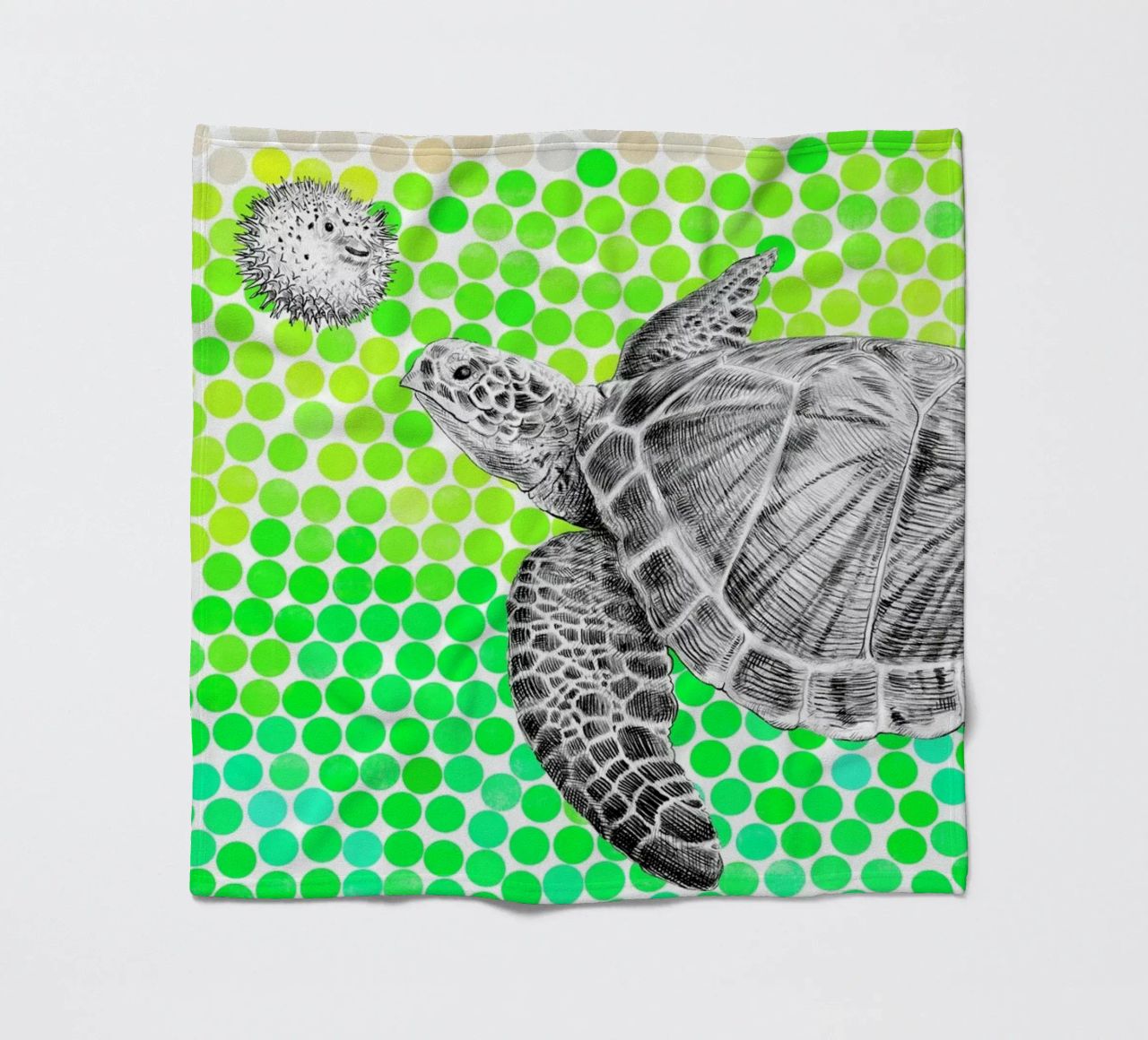 Turtle and Pufferfish coperta in pile da Eric Fan