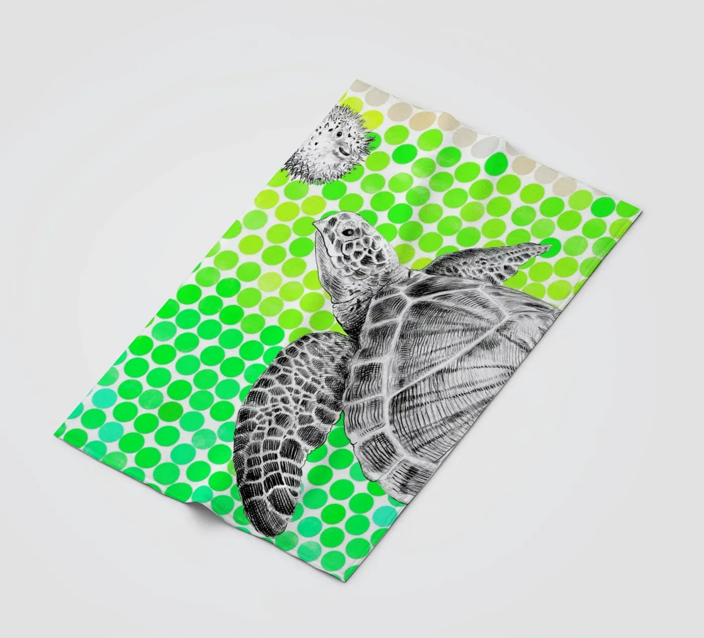Turtle and Pufferfish Fleecedecke von Eric Fan