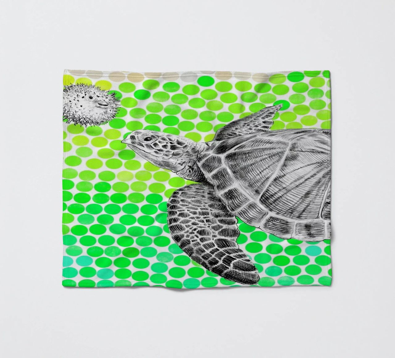 Turtle and Pufferfish coperta in pile da Eric Fan