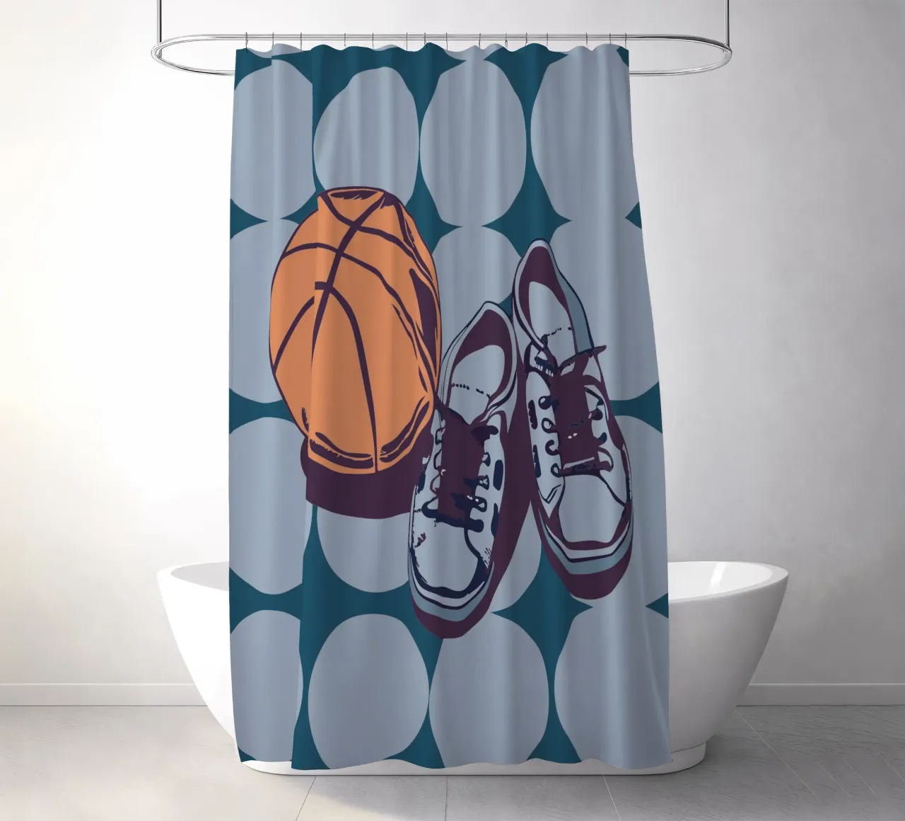 Basketball and Shoes shower curtain by SPORTS ONLY