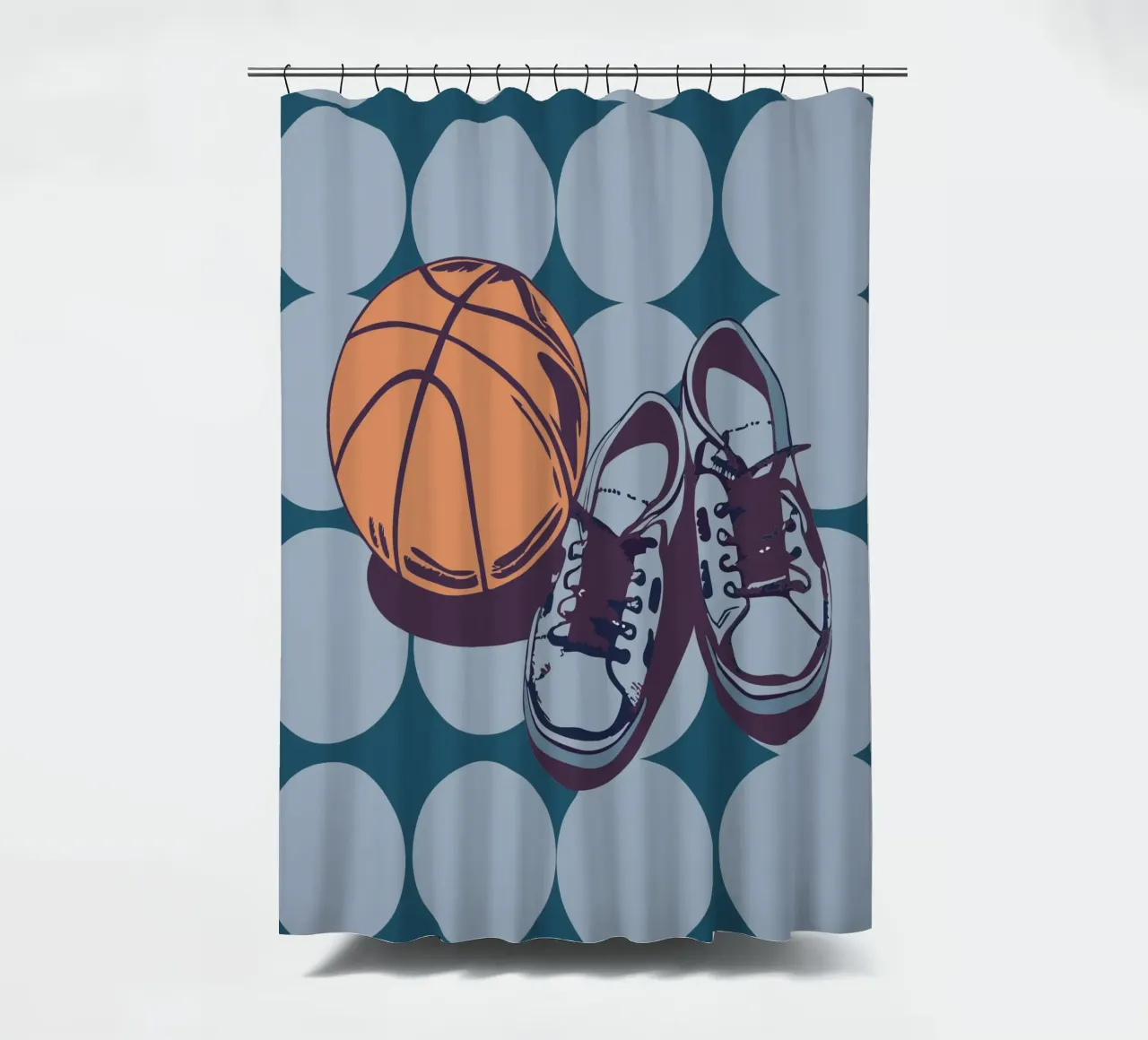 Basketball and Shoes shower curtain by SPORTS ONLY