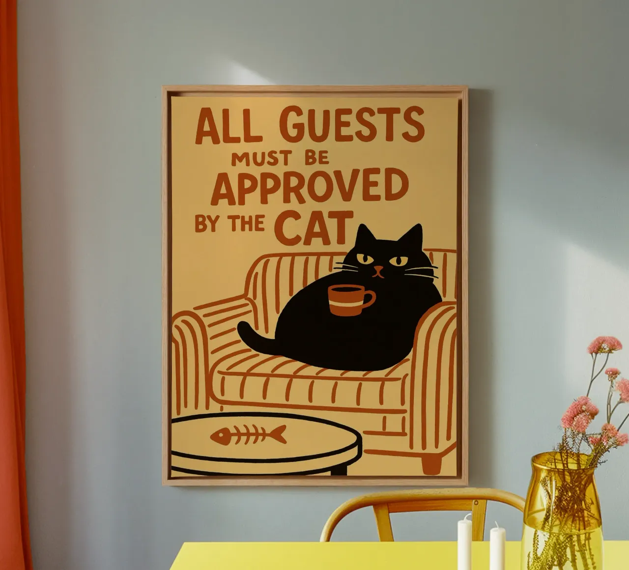 all guest must be approved by the cat canvas with Floater frame by the gan gan