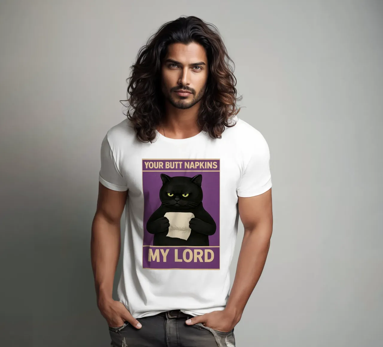 Black Cat with Toilet Paper Your Butt Napkins My Lord t-shirt by the gan gan