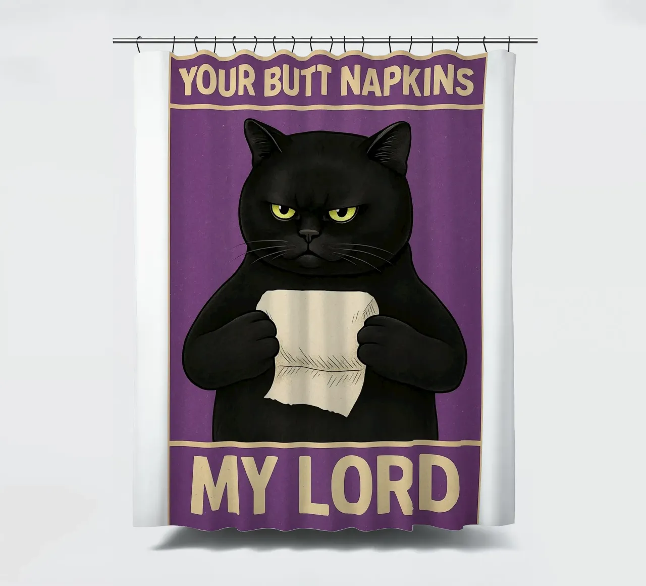 Schwarze Katze mit Toilettenpapier Ihr Hintern Servietten mein Herr Duschvorhang von the gan gan