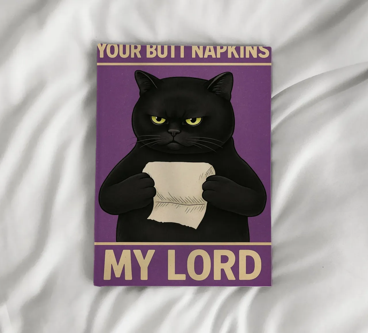 Black Cat with Toilet Paper Your Butt Napkins My Lord notebook by the gan gan