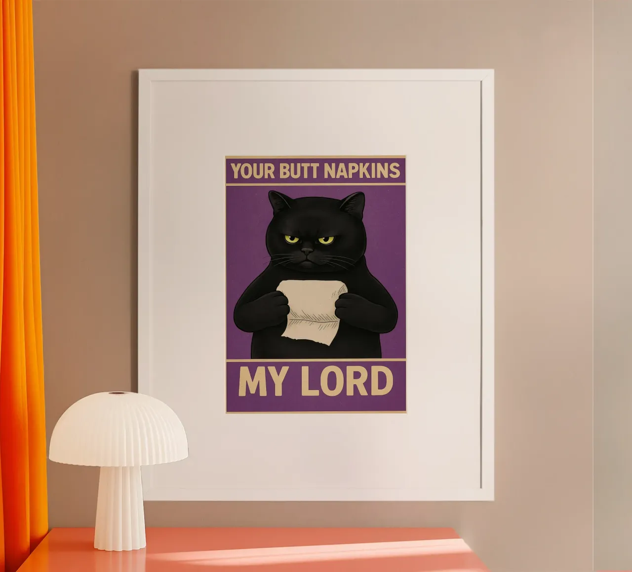 Gatto nero con carta igienica Il tuo culo Tovaglioli mio signore poster da the gan gan