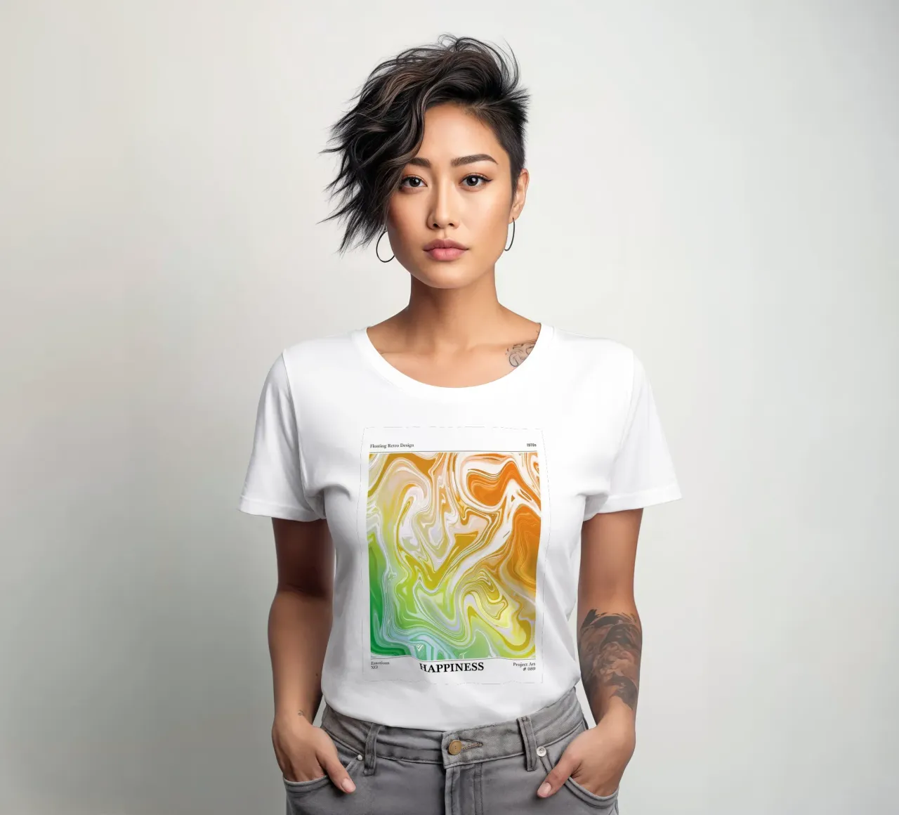 Happiness Aesthetic Aura women's fitted t-shirt by Birgitpopshop