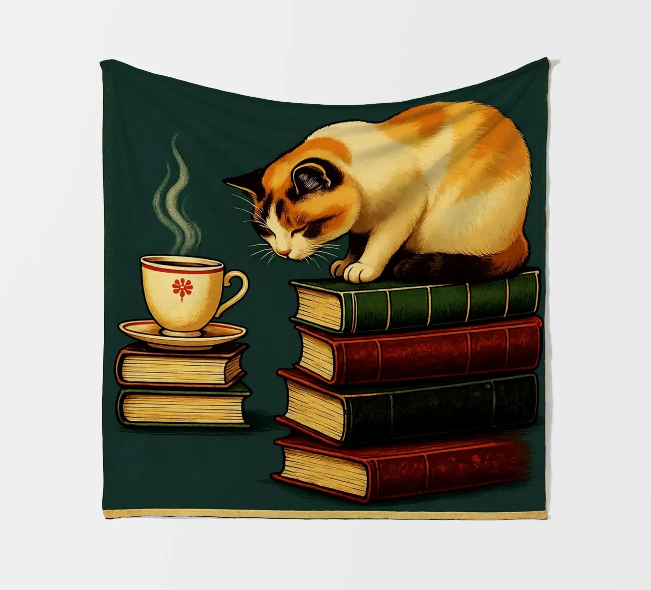 Gatto e libro La felicità è un gatto caldo e un buon libro coperta in pile da the gan gan