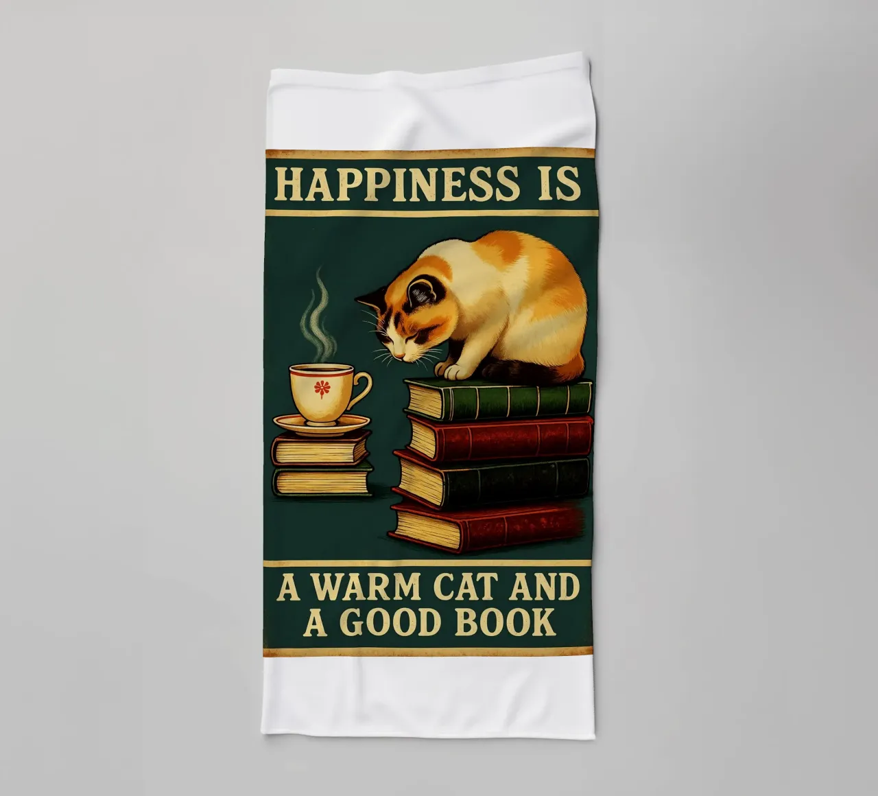 Gatto e libro La felicità è un gatto caldo e un buon libro asciugamano da bagno da the gan gan
