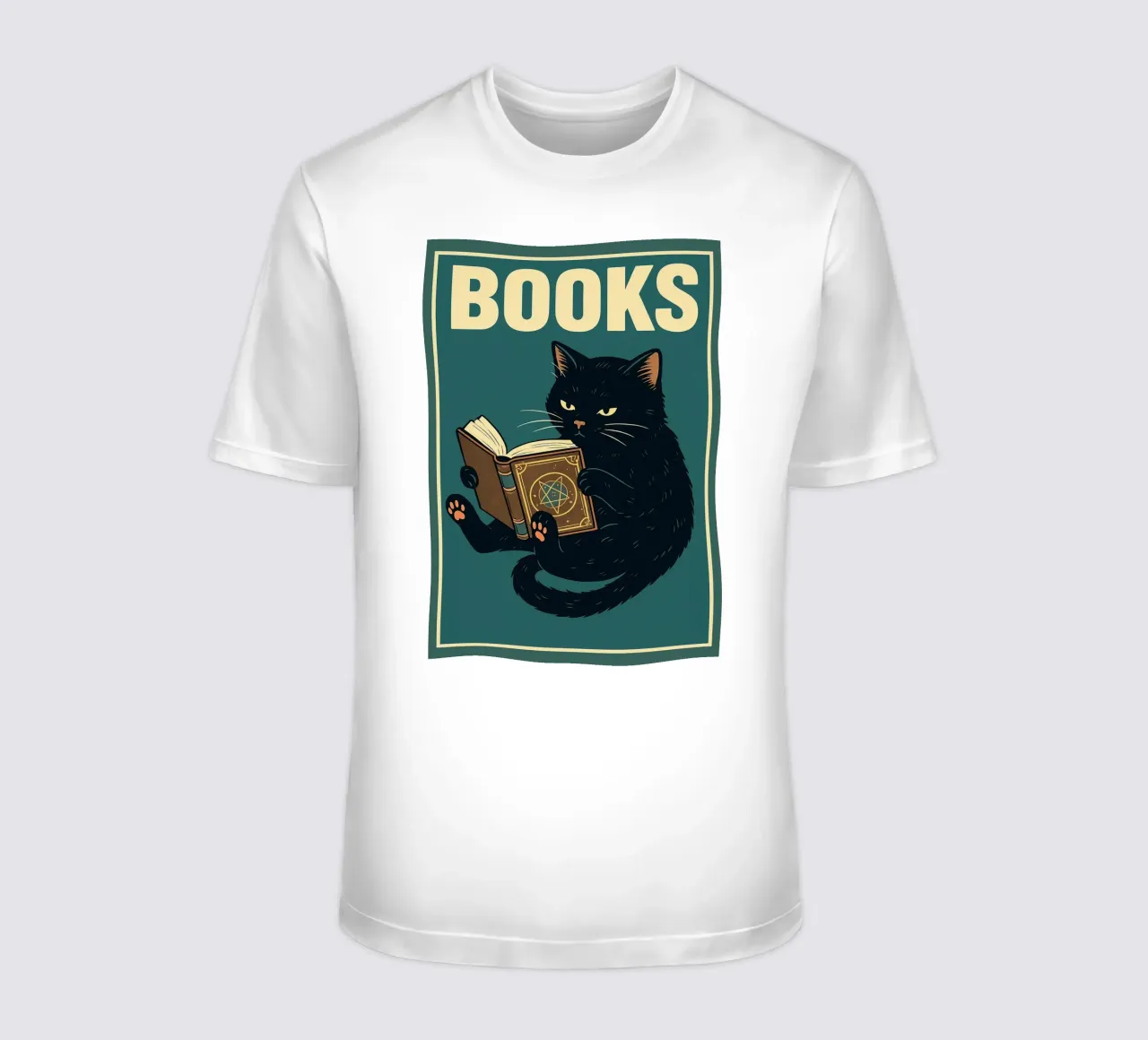 gatto e libro t-shirt da the gan gan