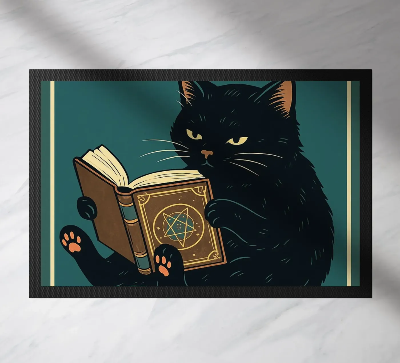 gatto e libro zerbino da the gan gan