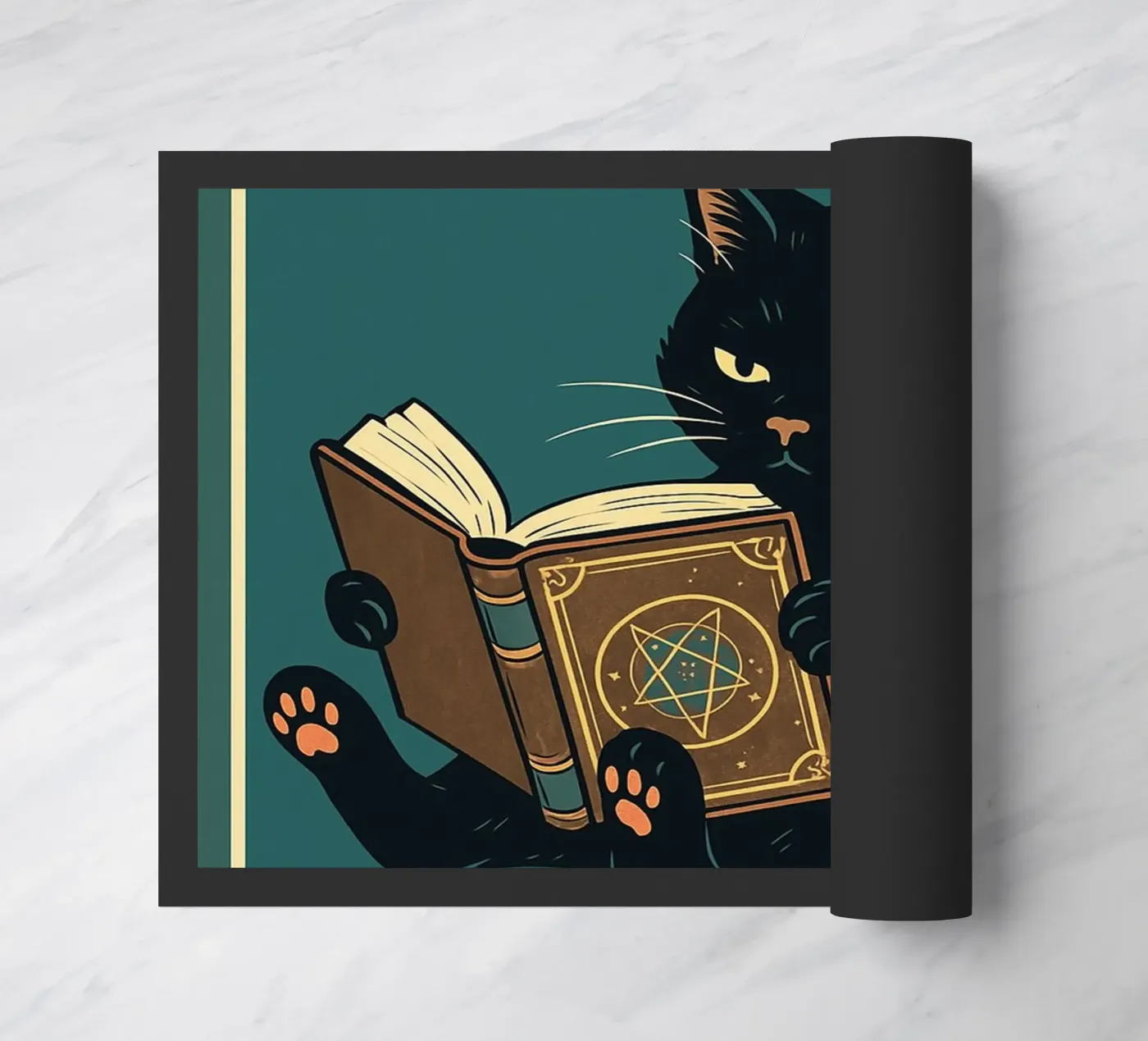 gatto e libro zerbino da the gan gan