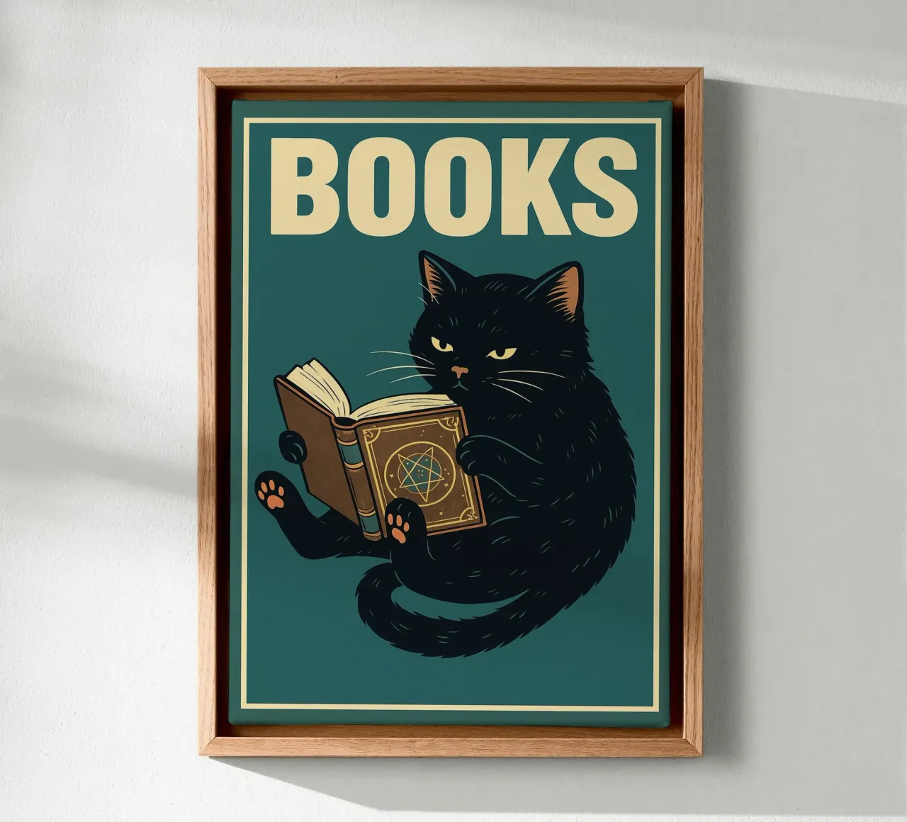 gatto e libro tela da the gan gan