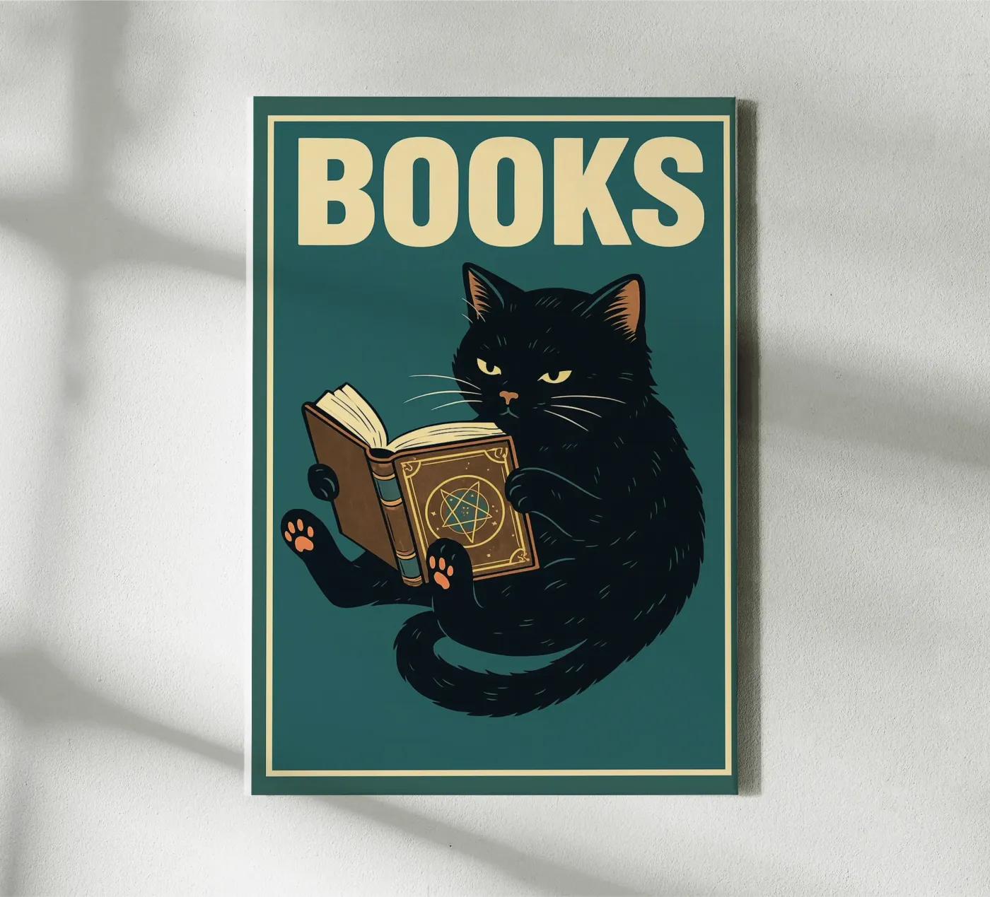 gatto e libro tela da the gan gan