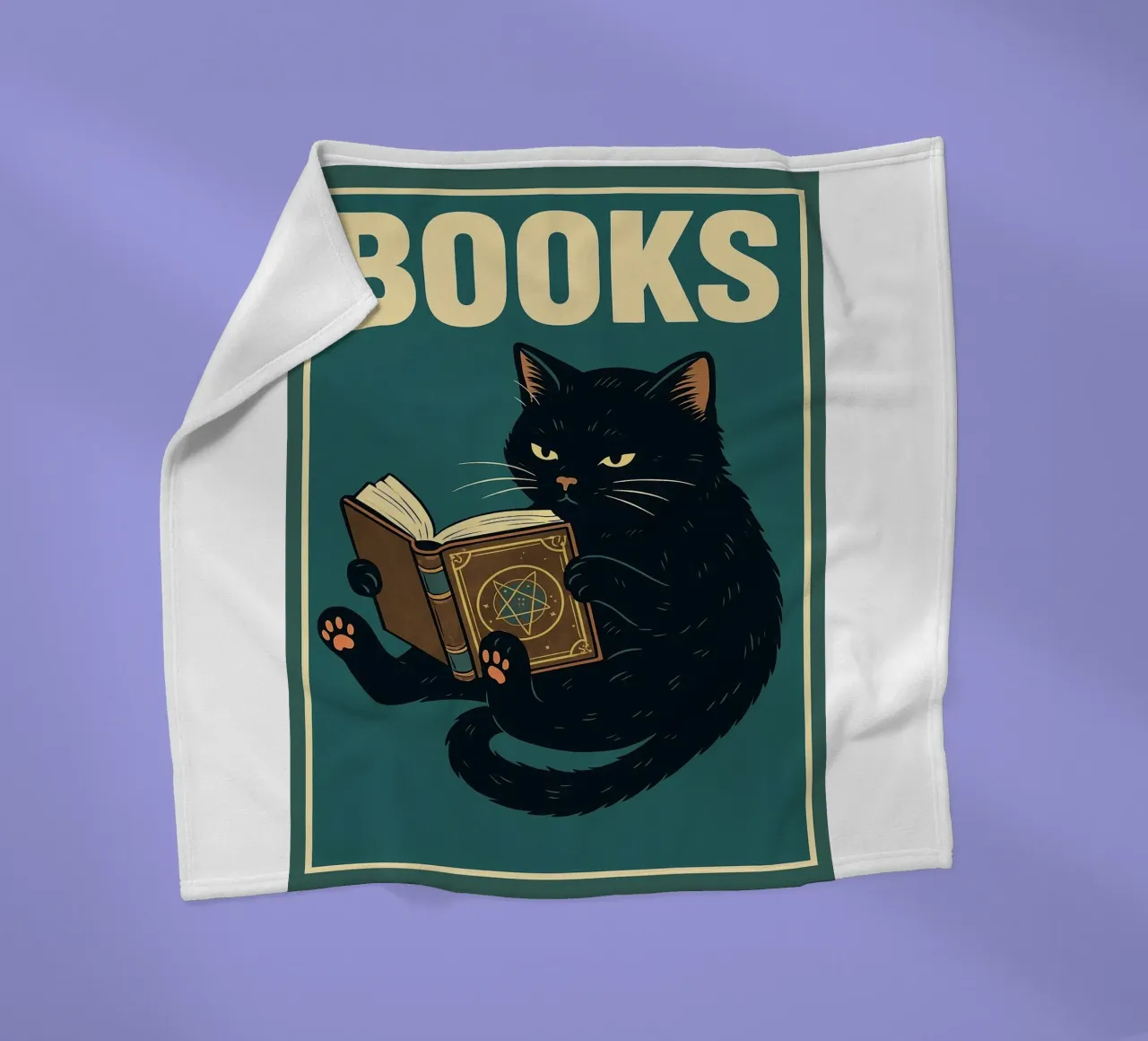 gatto e libro coperta in pile da the gan gan