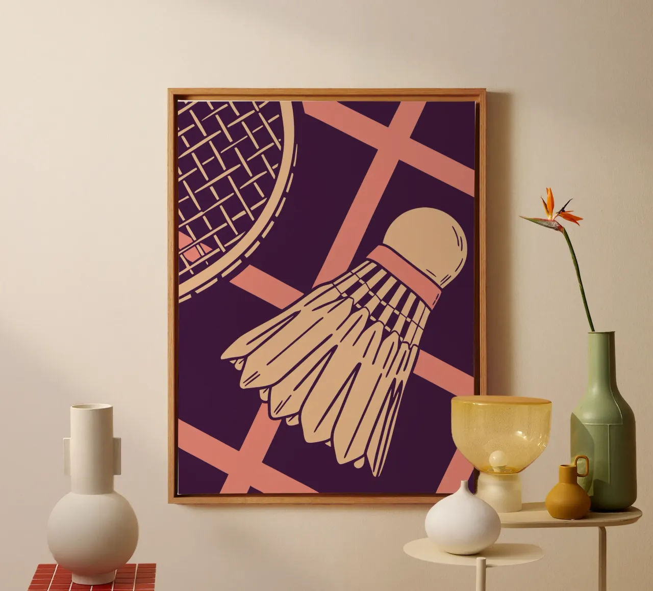 Badminton d'epoca tela con Cornice a cassetta da SPORTS ONLY