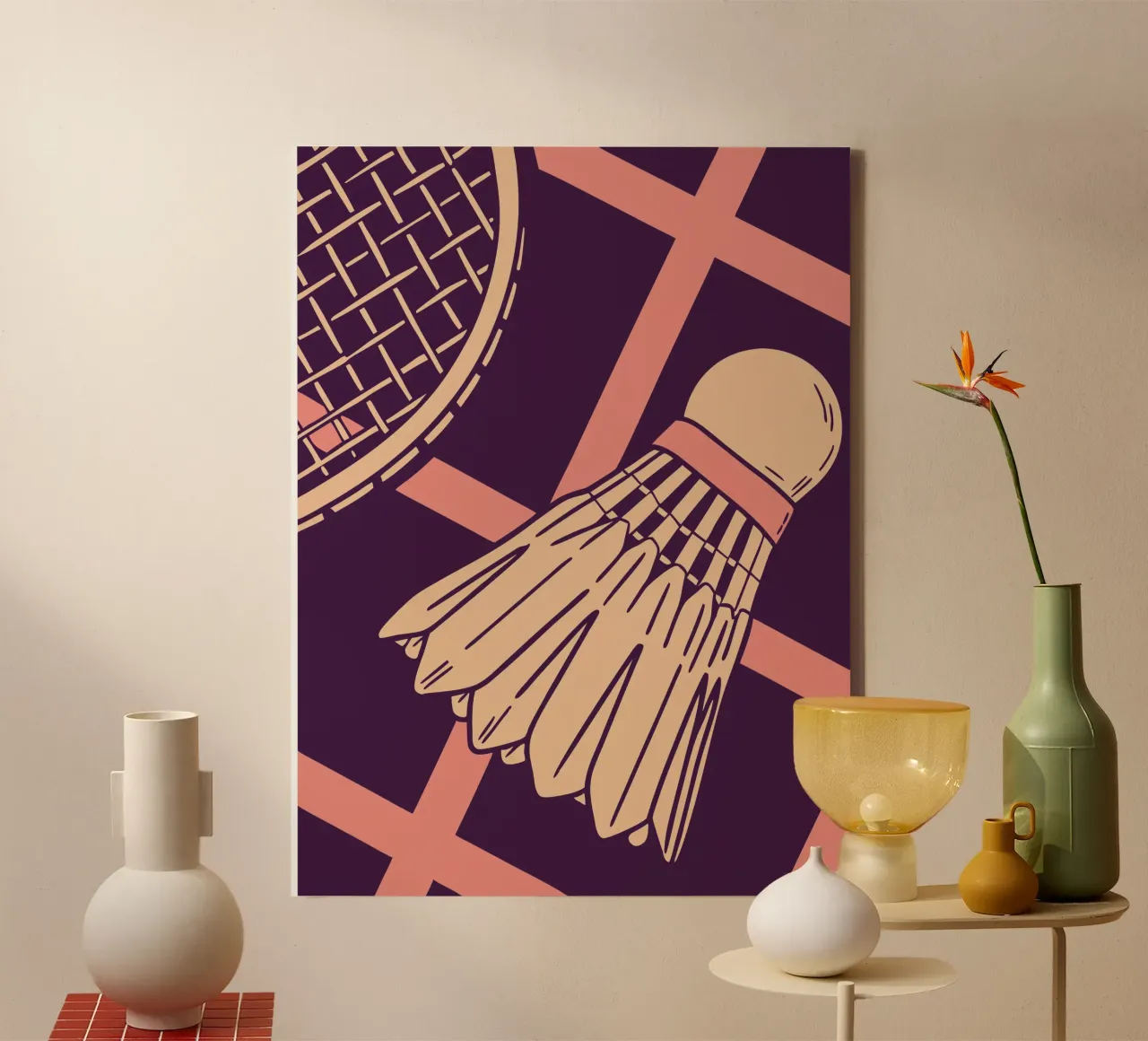 Badminton d'epoca tela con Cornice a cassetta da SPORTS ONLY
