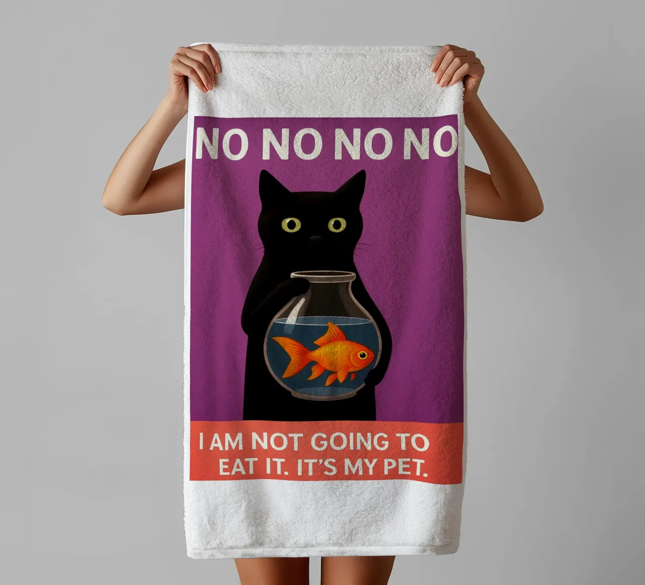 Chat noir amusant serviette de bain de the gan gan